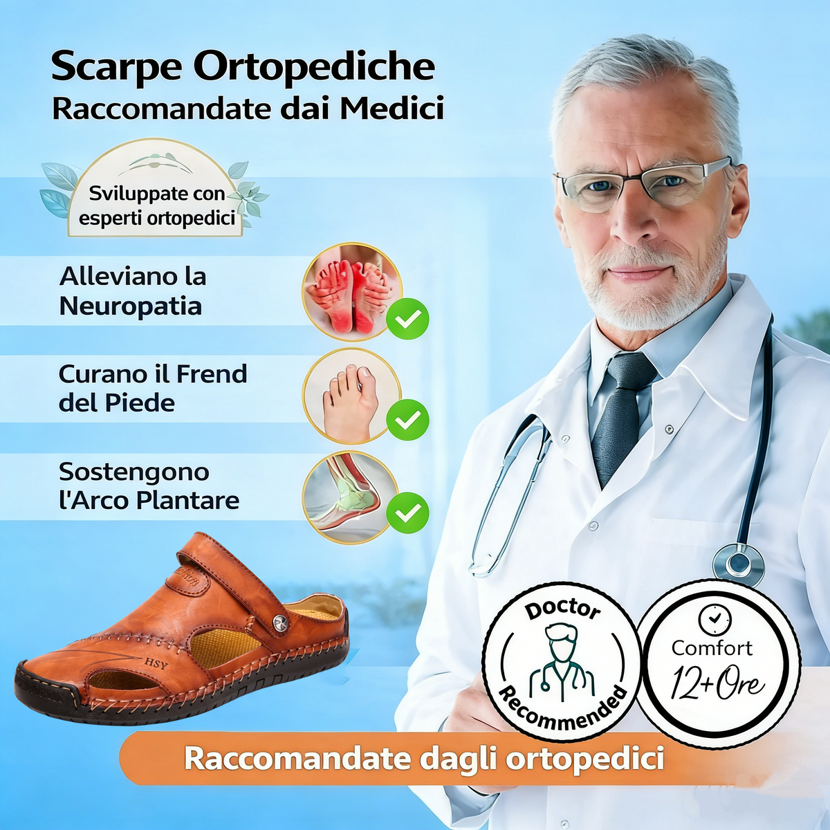 【⏰Ultimo giorno, sconto del 70%! Da non perdere!】Sandali ortopedici ergonomici realizzati in pelle di vacchetta australiana,✅progettati appositamente per gli uomini europei.