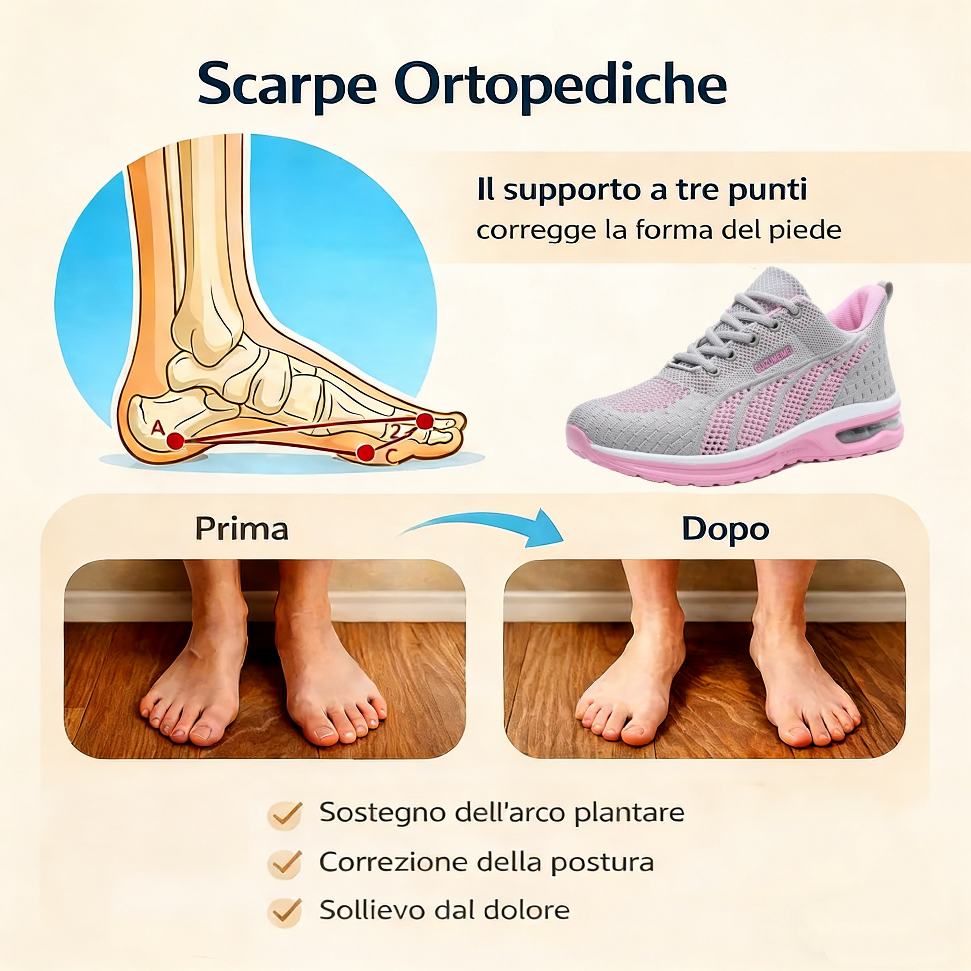 【⏰Ultimo giorno, 50% di sconto! Non perdete l'occasione!】Scarpe ortopediche ergonomiche con assorbimento degli urti,✅️scarpe ortopediche salutari progettate specificamente per le donne europee.