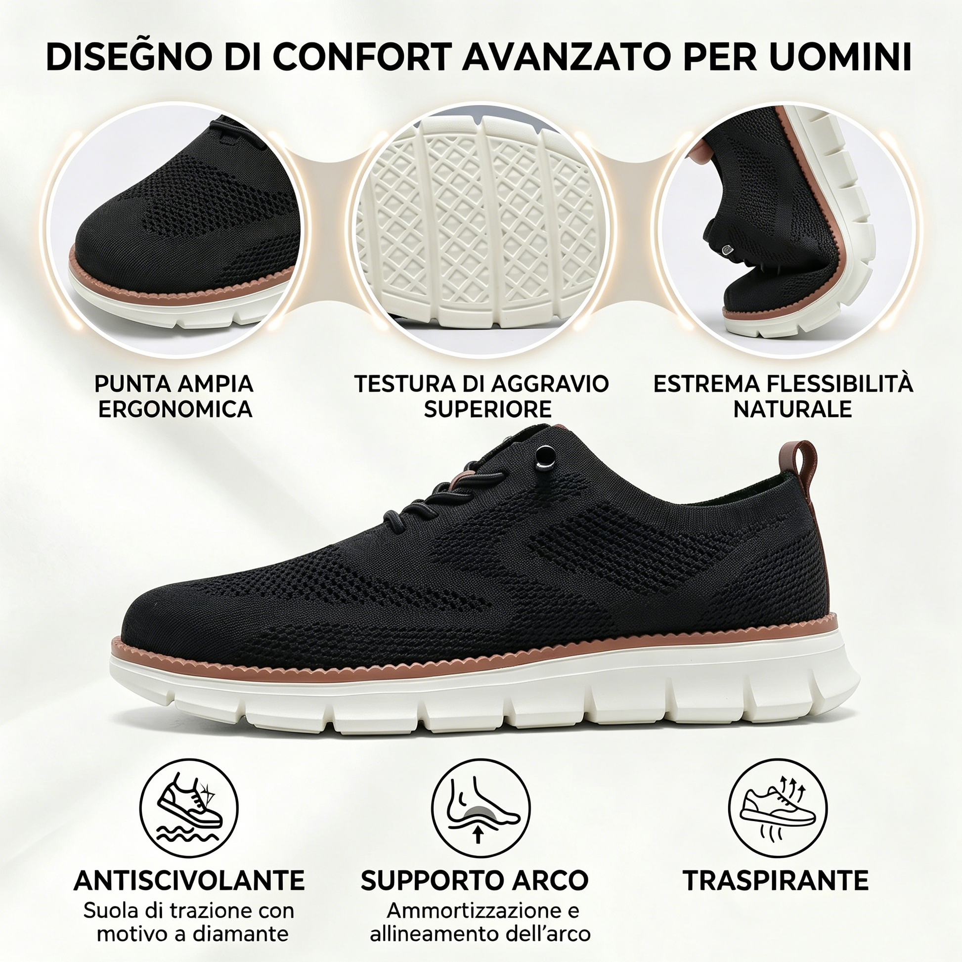 Offerta speciale di oggi: 50% di sconto! ⏰ Mocassini traspiranti e antiscivolo! Con supporto plantare e intersuola ammortizzata, dì addio al dolore ai piedi.