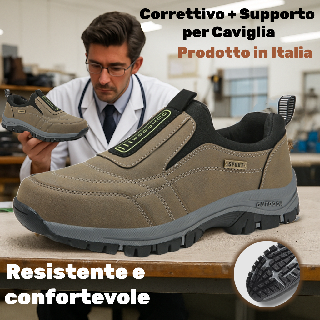 USERGOING® - Scarpe terapeutiche in pelle scamosciata ✅ Ortesi intelligenti + Risolve il dolore al tallone, la fascite e i dolori muscolari
