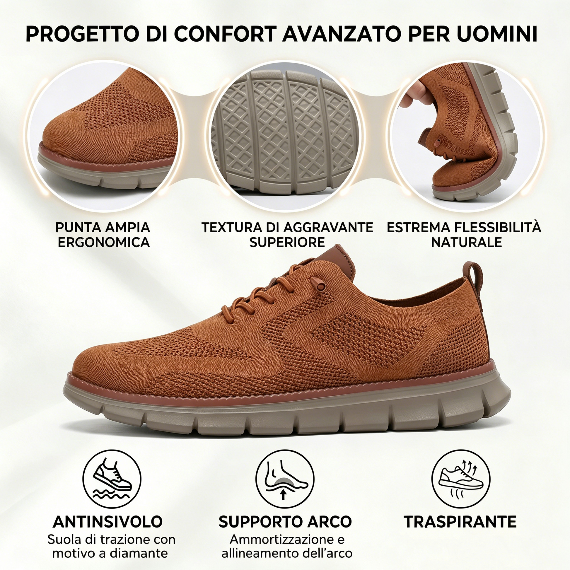 Offerta speciale di oggi: 50% di sconto! ⏰ Mocassini traspiranti e antiscivolo! Con supporto plantare e intersuola ammortizzata, dì addio al dolore ai piedi.