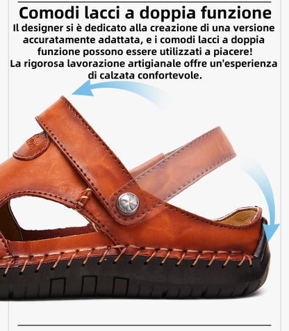 【⏰Ultimo giorno, sconto del 70%! Da non perdere!】Sandali ortopedici ergonomici realizzati in pelle di vacchetta australiana,✅progettati appositamente per gli uomini europei.