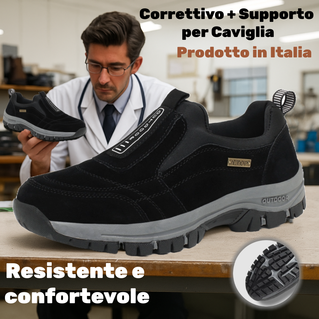 USERGOING® - Scarpe terapeutiche in pelle scamosciata ✅ Ortesi intelligenti + Risolve il dolore al tallone, la fascite e i dolori muscolari