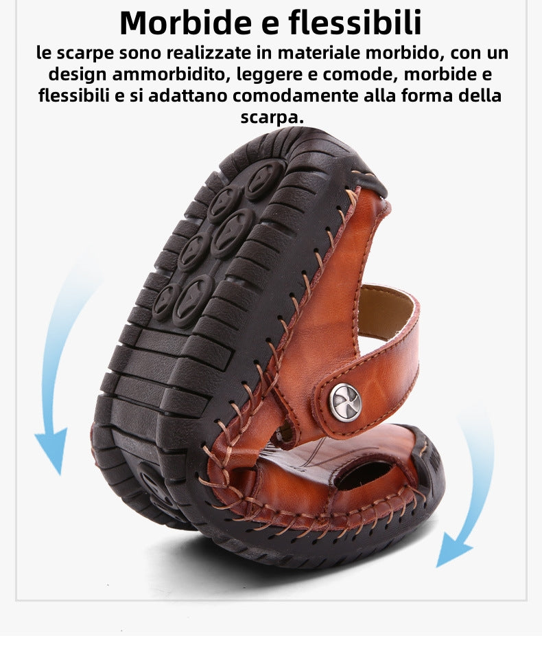 【⏰Ultimo giorno, sconto del 70%! Da non perdere!】Sandali ortopedici ergonomici realizzati in pelle di vacchetta australiana,✅progettati appositamente per gli uomini europei.