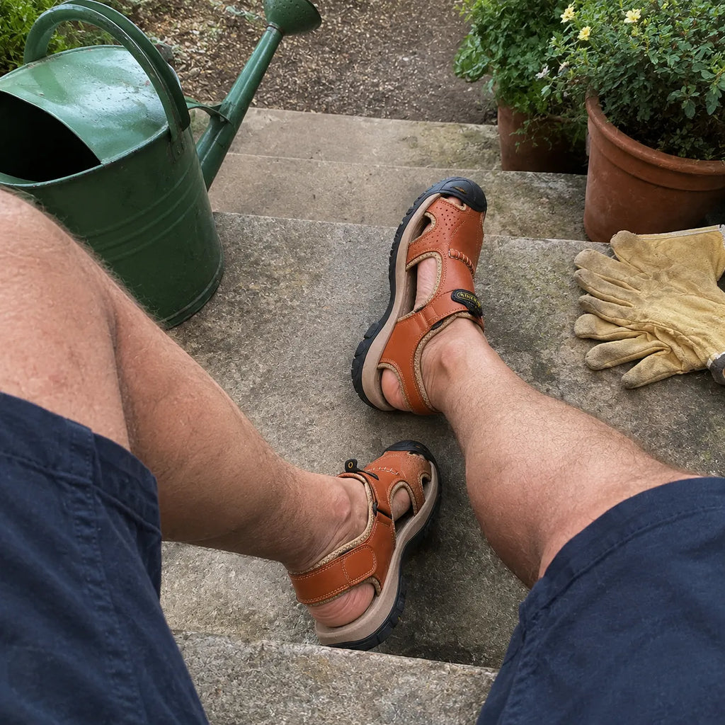 【⏰Sconto del 50% oggi! Da non perdere!】⏰Usergoing® Ergonomia --- Sandali morbidi e comodi in pelle di vitello (il supporto dell'arco plantare facilita la camminata)