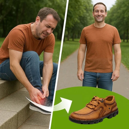 Scarpe ortopediche da uomo DEVENP | Scarpe comode in pelle di vitello cucite a mano | Design ergonomico per alleviare il dolore alla schiena, alle articolazioni e ai piedi | Sconto del 50% per un periodo limitato, fino a esaurimento scorte