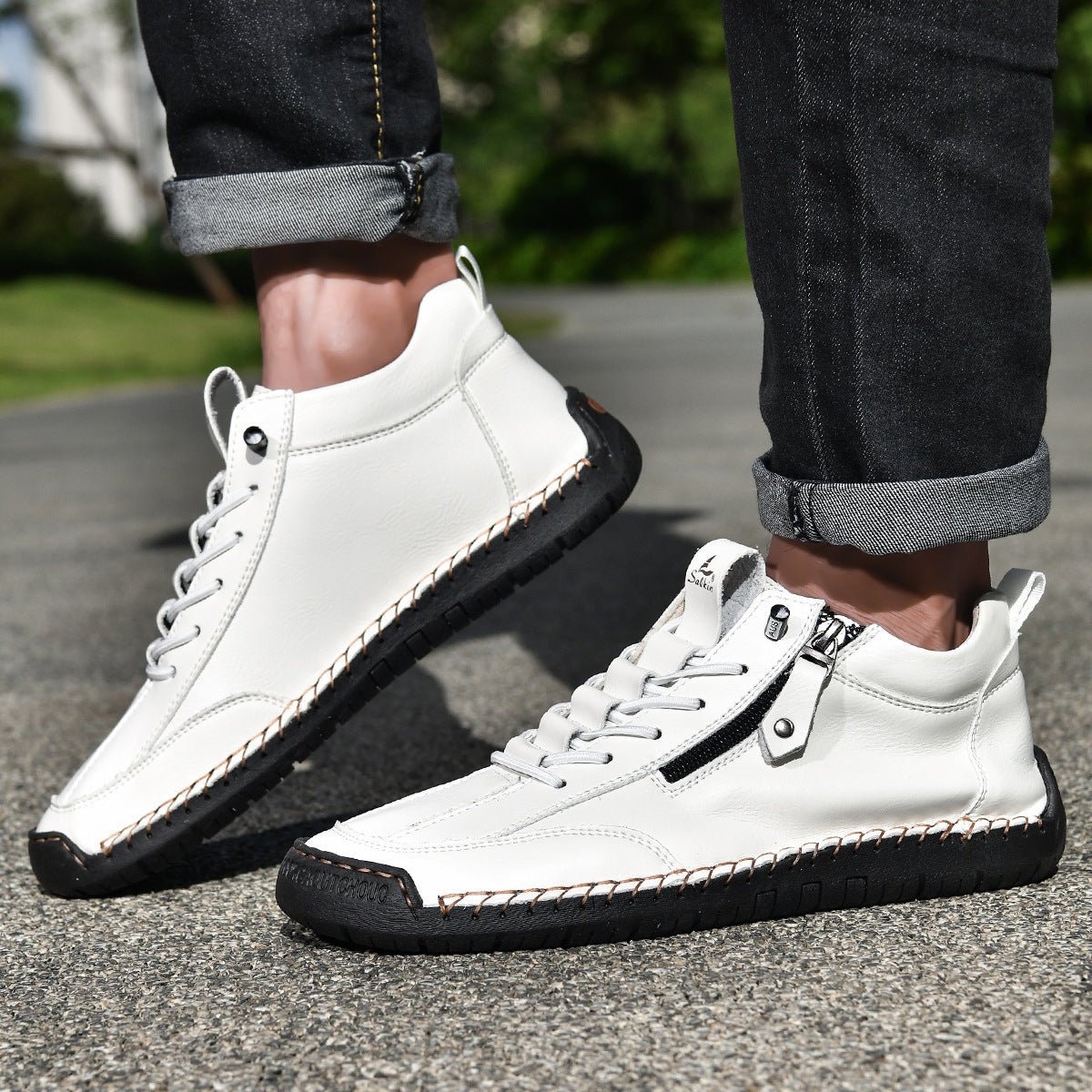 🔥 Sconto del 50% - Non lasciartelo sfuggire|Scarpe in Pelle "Zero Fatica": Zip Laterale, Supporto Plantare e suola antiscivolo – il design ergonomico allevia la fatica