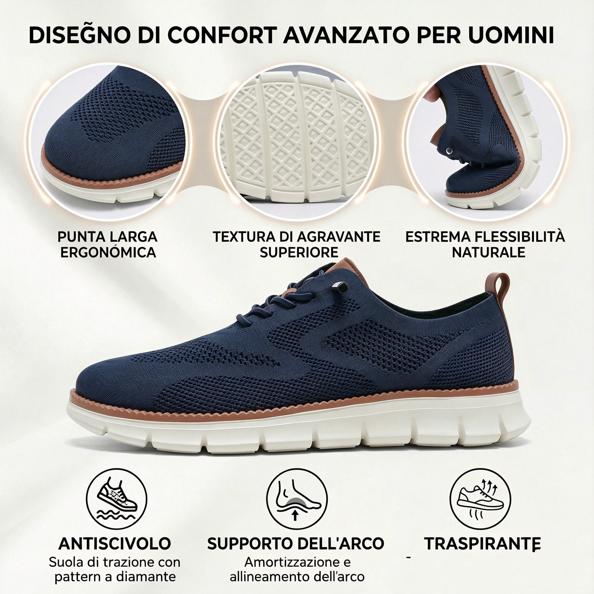 Offerta speciale di oggi: 50% di sconto! ⏰ Mocassini traspiranti e antiscivolo! Con supporto plantare e intersuola ammortizzata, dì addio al dolore ai piedi.
