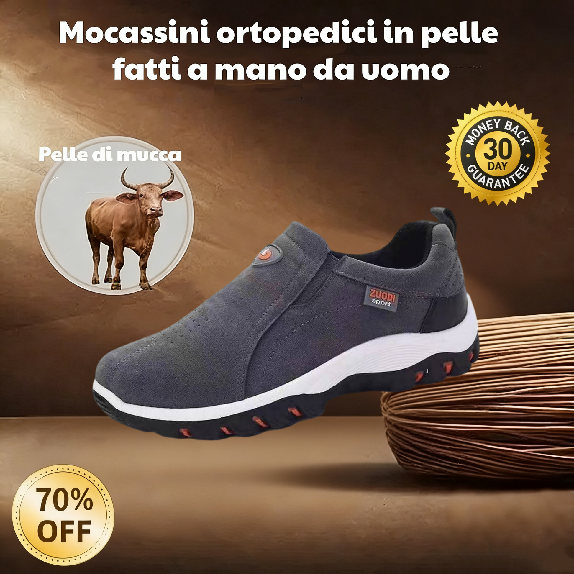 🐂 Scarpe da uomo in pelle di vitello prodotte in Australia 👞 Cucite a mano, facili da indossare e da togliere ✅ Supporto dell'arco plantare, sollievo dal dolore - camminare confortevole