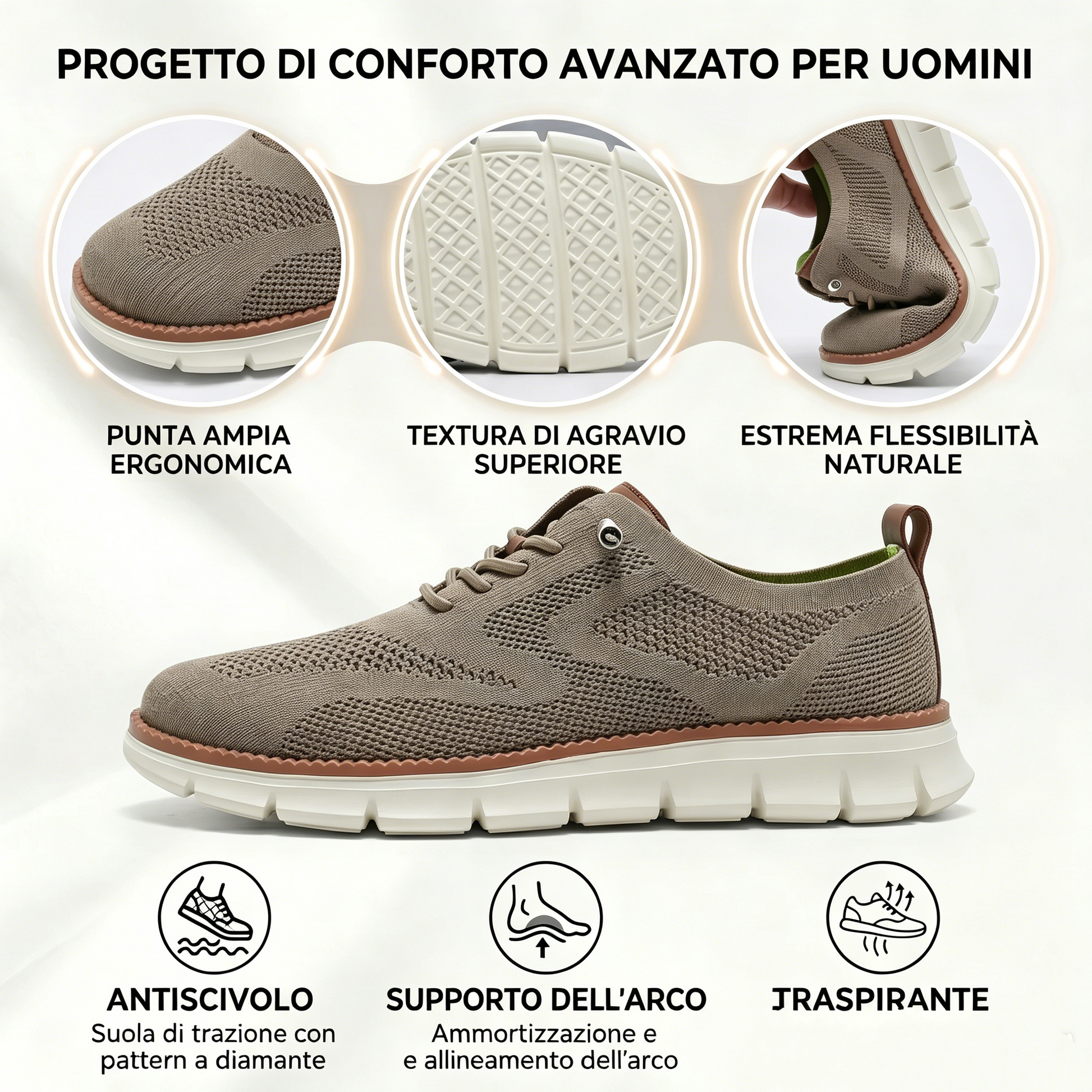 Offerta speciale di oggi: 50% di sconto! ⏰ Mocassini traspiranti e antiscivolo! Con supporto plantare e intersuola ammortizzata, dì addio al dolore ai piedi.