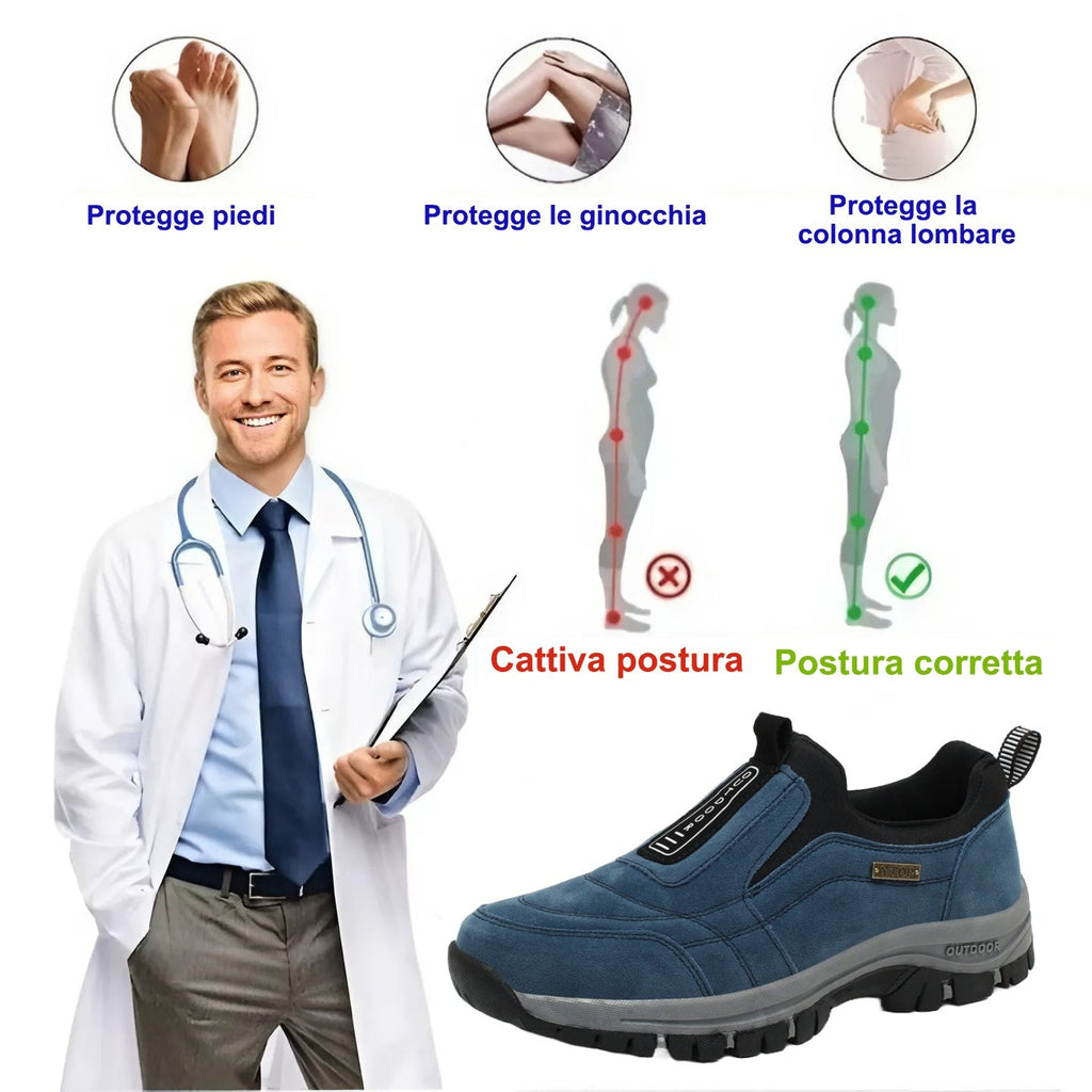 USERGOING® - Scarpe terapeutiche in pelle scamosciata ✅ Ortesi intelligenti + Risolve il dolore al tallone, la fascite e i dolori muscolari