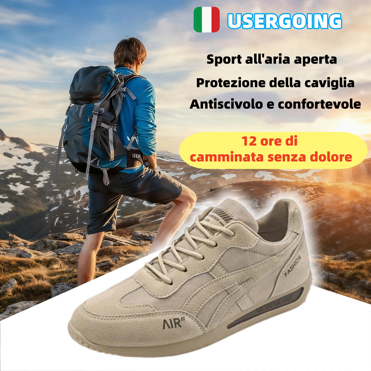 USERGOING® | Nuovo prodotto sul mercato, a metà prezzo per un periodo limitato. Design ergonomico, eccellente ammortizzazione e correzione dell'andatura