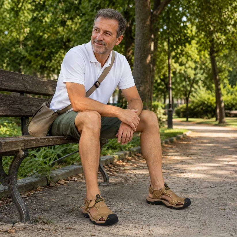 【⏰Sconto del 50% oggi! Da non perdere!】⏰Usergoing® Ergonomia --- Sandali morbidi e comodi in pelle di vitello (il supporto dell'arco plantare facilita la camminata)