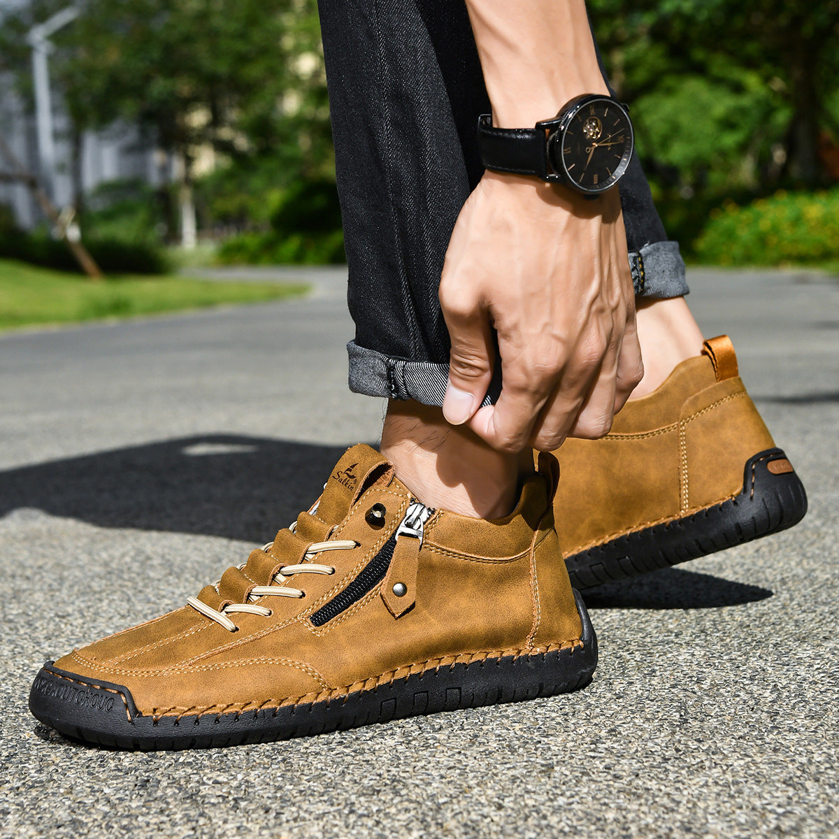 🔥 Sconto del 50% - Non lasciartelo sfuggire|Scarpe in Pelle "Zero Fatica": Zip Laterale, Supporto Plantare e suola antiscivolo – il design ergonomico allevia la fatica
