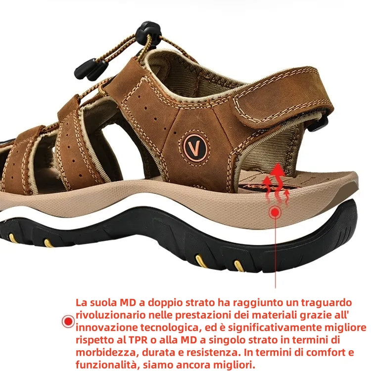 【🎁Ultimo giorno a metà prezzo, non perderlo】 Sandali ortopedici dal design ergonomico, pelle bovina selezionata + cuciture a mano