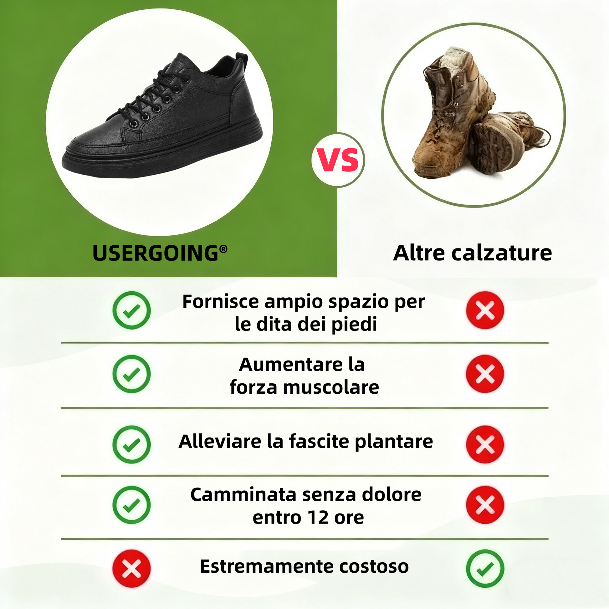 Scarpe da passeggio Usergoing® | Realizzate in pelle di vitello australiana ✅ Supporto dell'arco plantare per alleviare il dolore: cammina comodamente