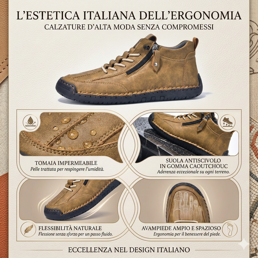 🔥 Sconto del 50% - Non lasciartelo sfuggire|Scarpe in Pelle "Zero Fatica": Zip Laterale, Supporto Plantare e suola antiscivolo – il design ergonomico allevia la fatica
