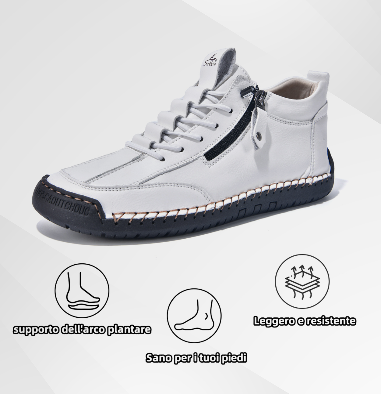 🔥 Sconto del 50% - Non lasciartelo sfuggire|Scarpe in Pelle "Zero Fatica": Zip Laterale, Supporto Plantare e suola antiscivolo – il design ergonomico allevia la fatica