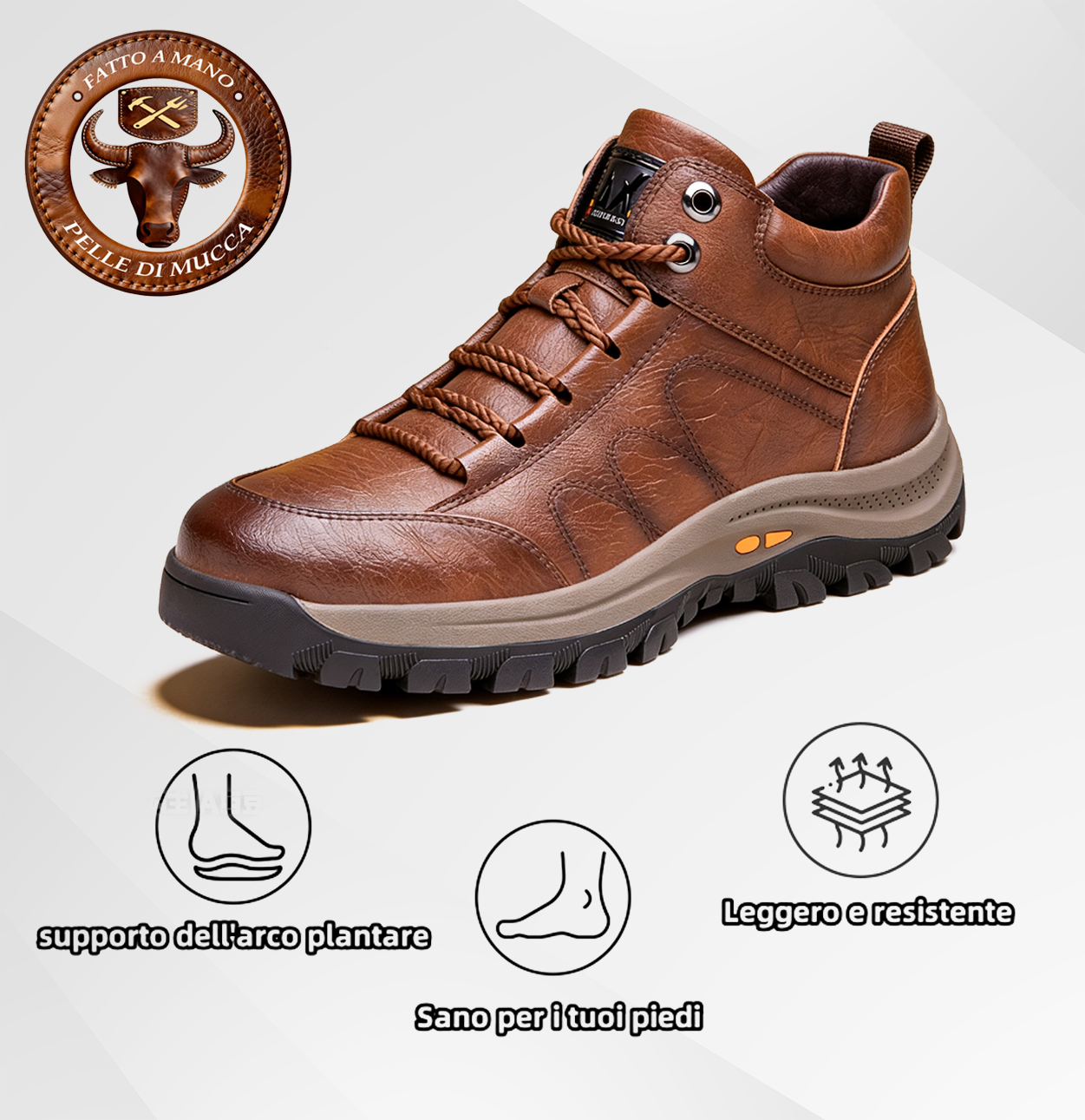 Usergoing® | Scarpe italiane in pelle di vitello morbida e confortevole - supporto plantare per alleviare il dolore | Disponibili anche in versione peluche 🔥