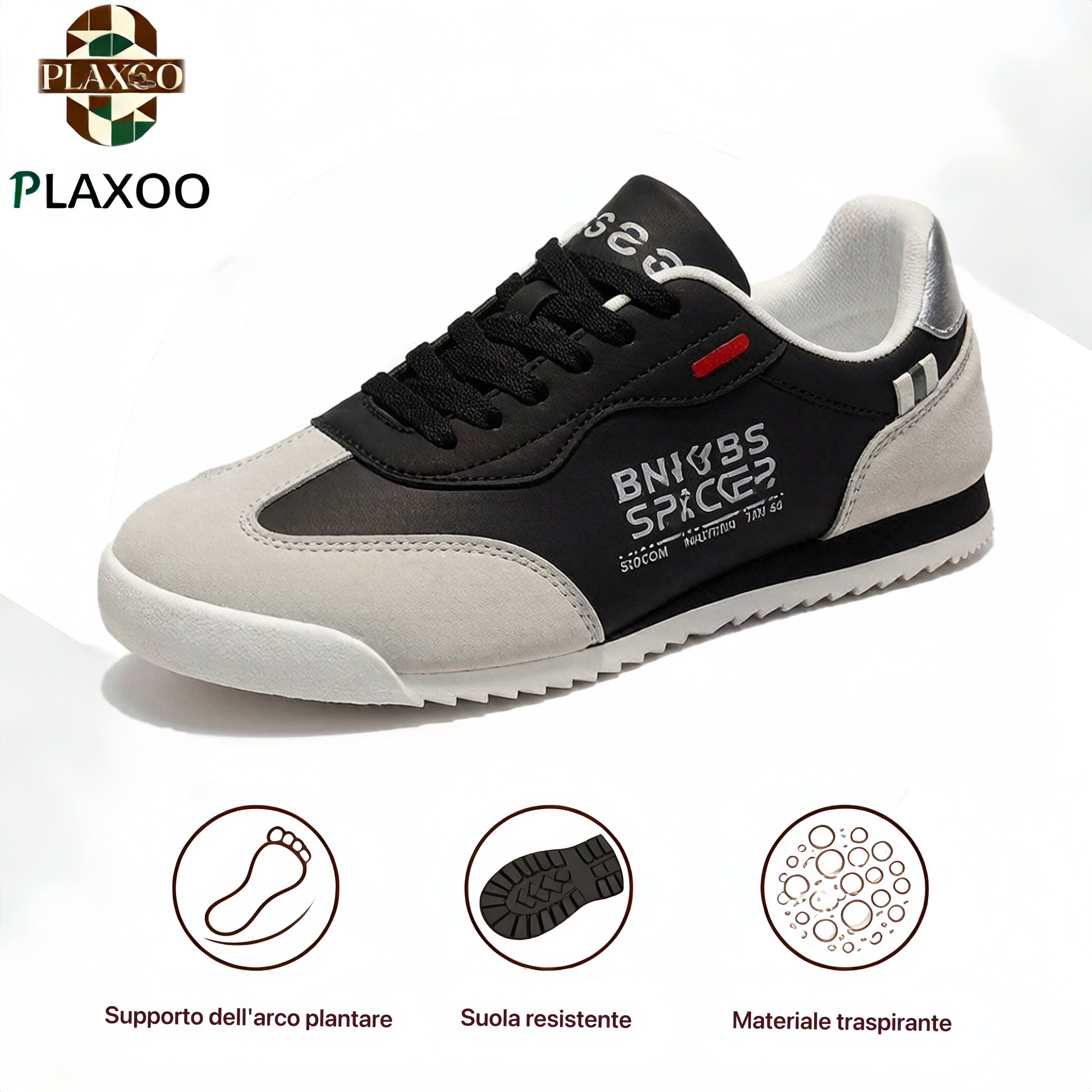 Plaxoo® | Calzini in omaggio del valore di 20 €! Scarpe ortopediche casual unisex 👞 Supporto ergonomico per l'arco plantare, suola antiscivolo e fodera antibatterica. 🛡️