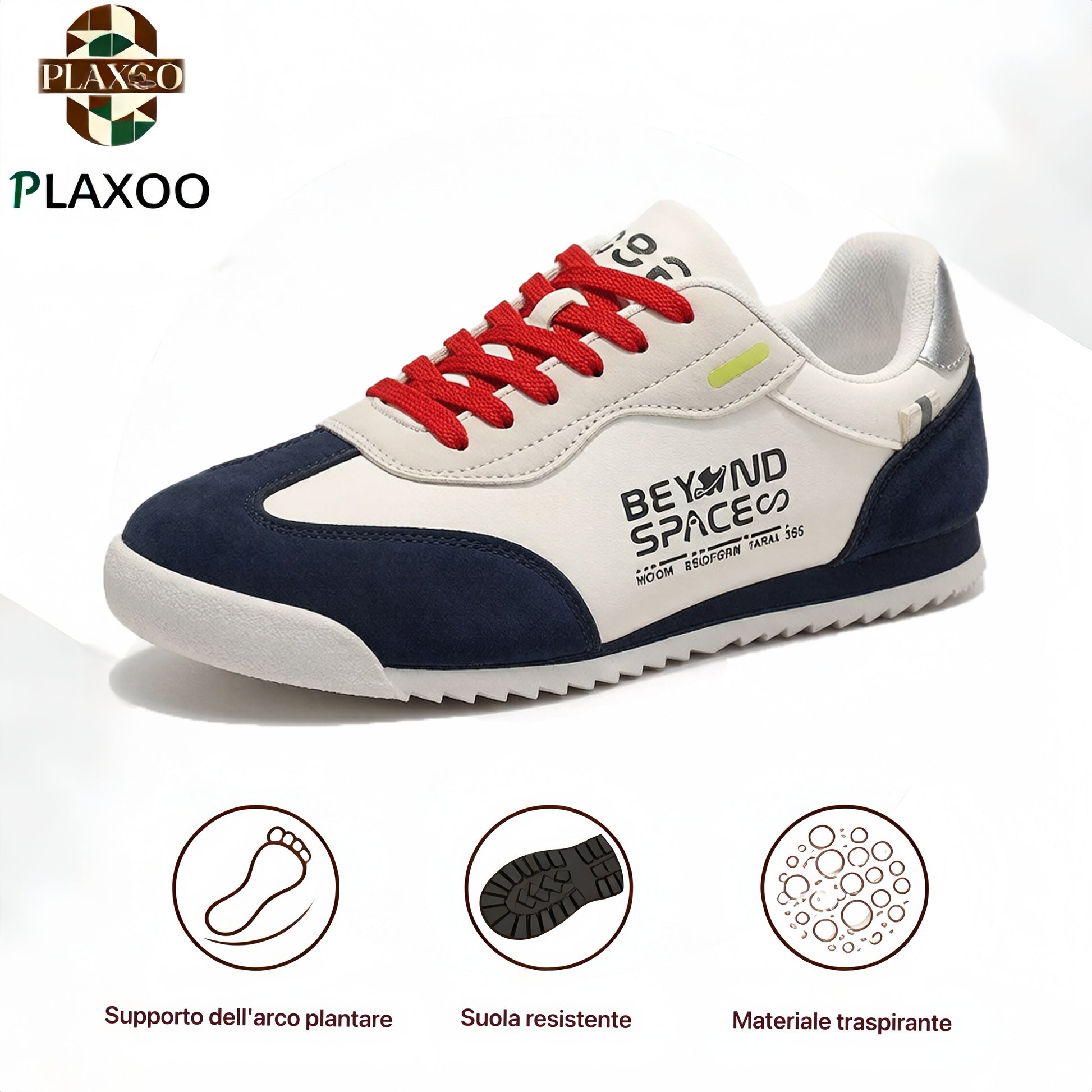 Plaxoo® | Calzini in omaggio del valore di 20 €! Scarpe ortopediche casual unisex 👞 Supporto ergonomico per l'arco plantare, suola antiscivolo e fodera antibatterica. 🛡️