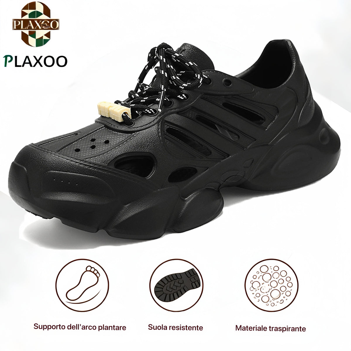 Plaxoo® | Offerta a tempo limitato: 50% di sconto! Crocs in EVA con lacci, unisex! Queste scarpe ortopediche offrono un supporto ergonomico per l'arco plantare e una suola antiscivolo per un comfort eccezionale!