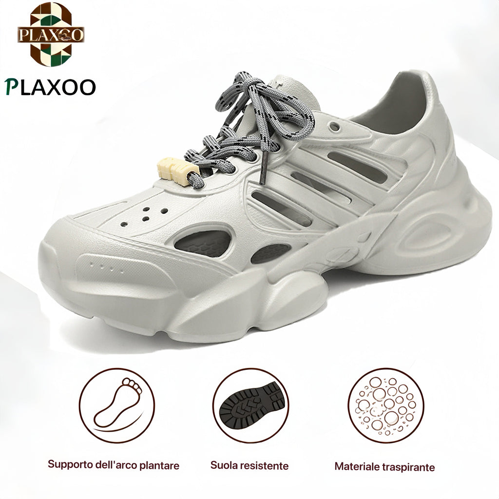 Plaxoo® | Offerta a tempo limitato: 50% di sconto! Crocs in EVA con lacci, unisex! Queste scarpe ortopediche offrono un supporto ergonomico per l'arco plantare e una suola antiscivolo per un comfort eccezionale!