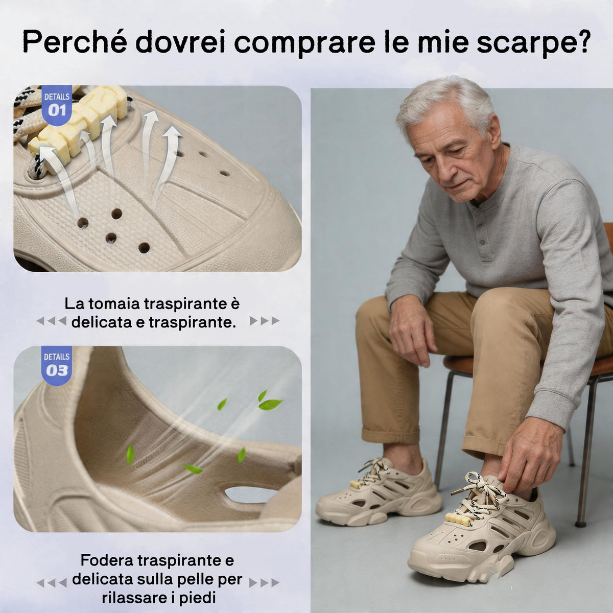 Plaxoo® | Offerta a tempo limitato: 50% di sconto! Crocs in EVA con lacci, unisex! Queste scarpe ortopediche offrono un supporto ergonomico per l'arco plantare e una suola antiscivolo per un comfort eccezionale!