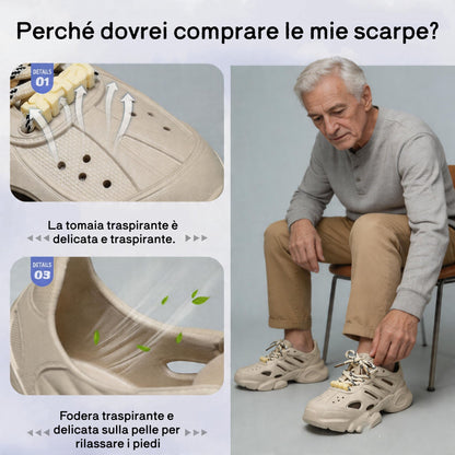 Plaxoo® | Offerta a tempo limitato: 50% di sconto! Crocs in EVA con lacci, unisex! Queste scarpe ortopediche offrono un supporto ergonomico per l'arco plantare e una suola antiscivolo per un comfort eccezionale!