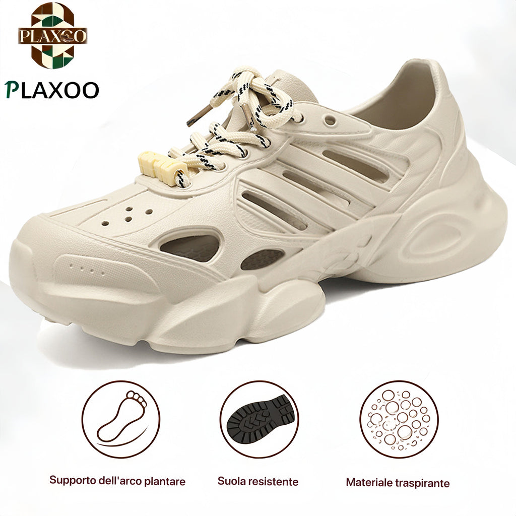 Plaxoo® | Offerta a tempo limitato: 50% di sconto! Crocs in EVA con lacci, unisex! Queste scarpe ortopediche offrono un supporto ergonomico per l'arco plantare e una suola antiscivolo per un comfort eccezionale!